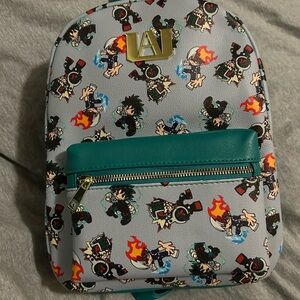 Hot Topic Gray and Teal my hero academia mini backpack